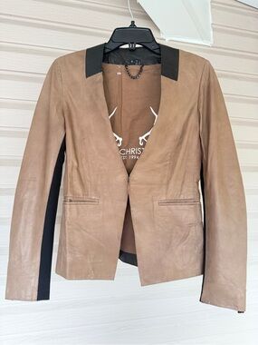 Bod & Christensen Brown Leather Blazer Jacket Size 4